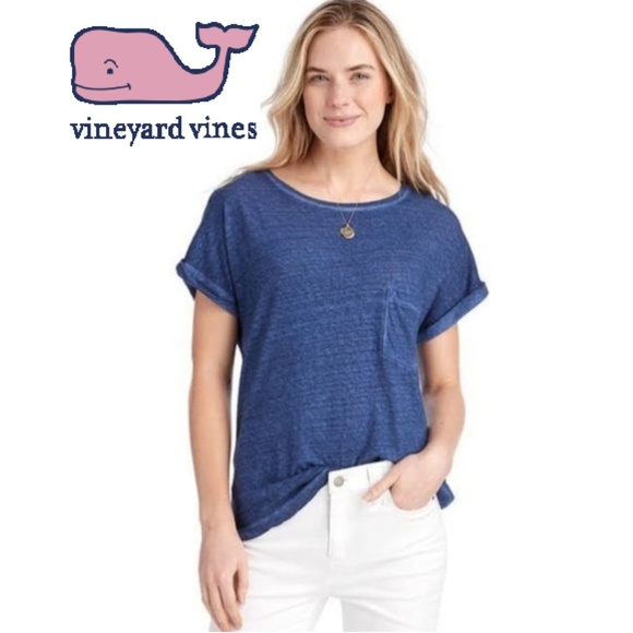 Vineyard Vines Tops - Vinyard Vines Heather Linen Blend Pocket Tee